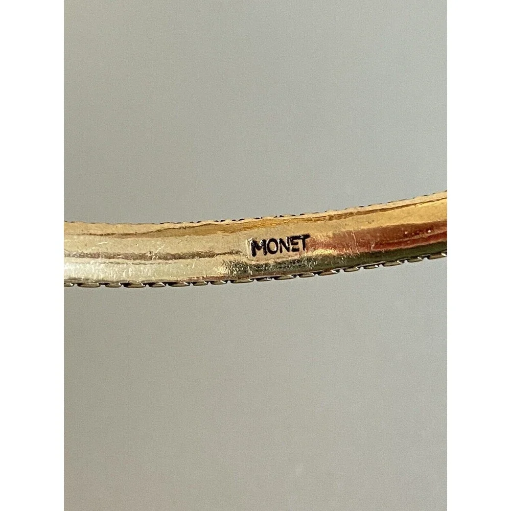 Vintage Monet Cobblestone Black Print Design Gold Bangle